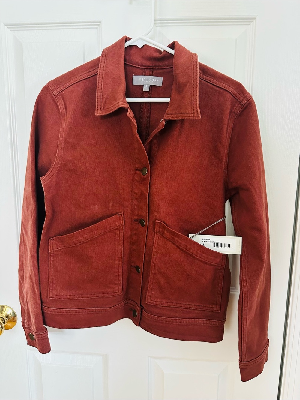 Just USA Women's Rust Orange Button-Front Jean Jacket